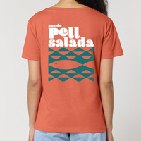 Camiseta de color coral con diseño Soc de Pell Salada I love Costa Brava