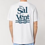Camiseta blanca Sal i Vent  con serigrafia azul