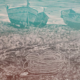 Linogravado 'Barques a Es Racó' - Jane Beguchaya